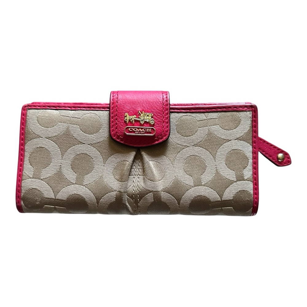 Coach Beige and Pink Signature Wallet